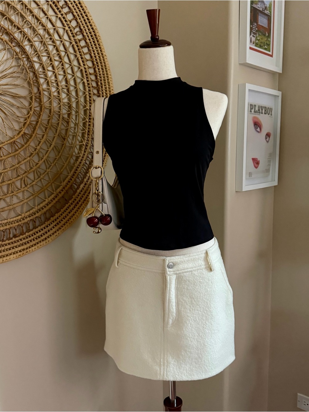A.L.C. Cream Wool Miniskirt